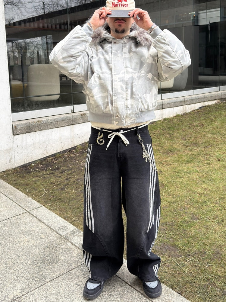 DCRB Striped Barrel Denim Jeans