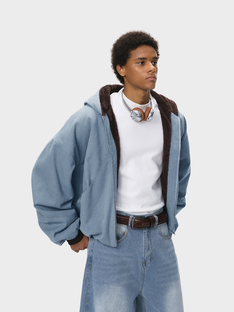 DCRB Boxy Teddy Fleece Zipper with Hoodie