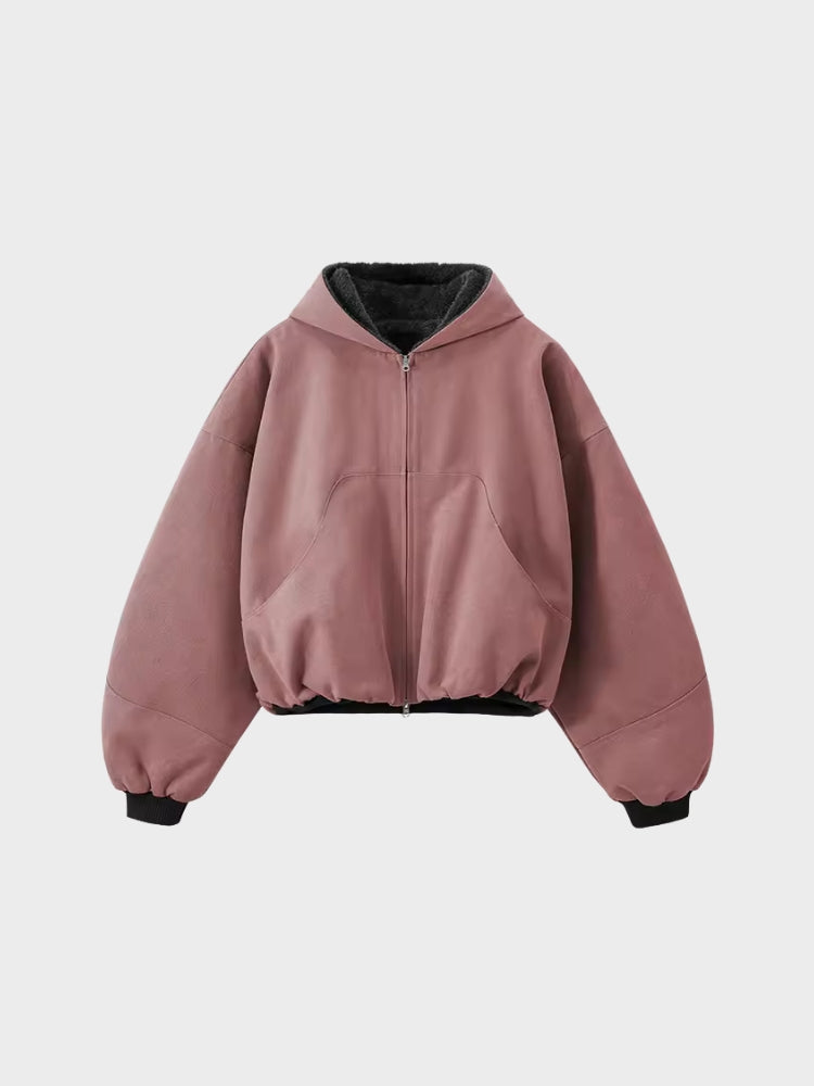 DCRB Boxy Teddy Fleece Zipper with Hoodie