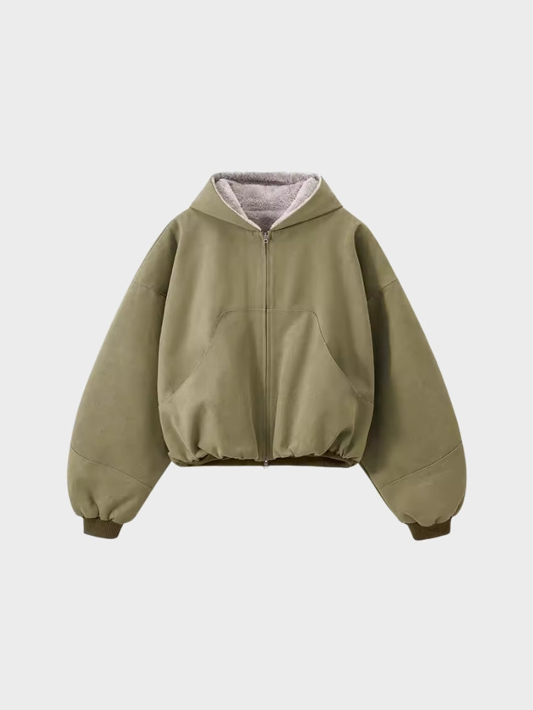 DCRB Boxy Teddy Fleece Zipper with Hoodie