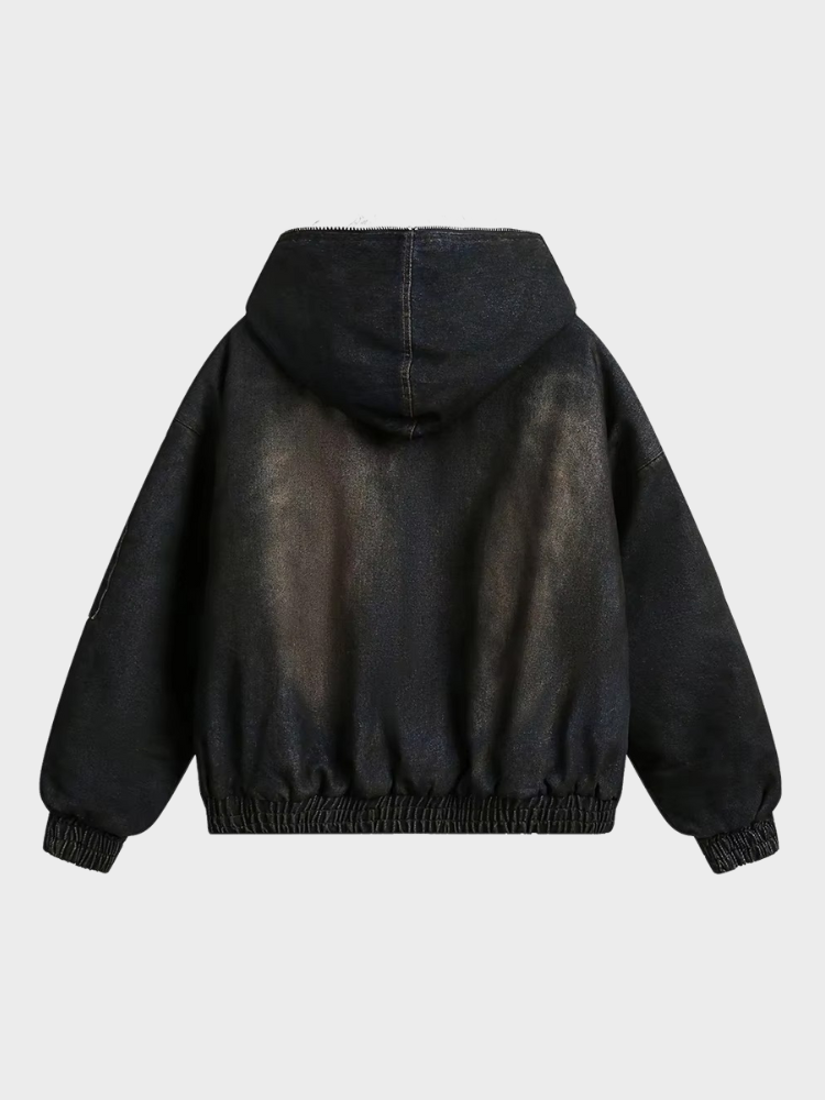 DCRB Washed Denim Fur Hooded Jacket