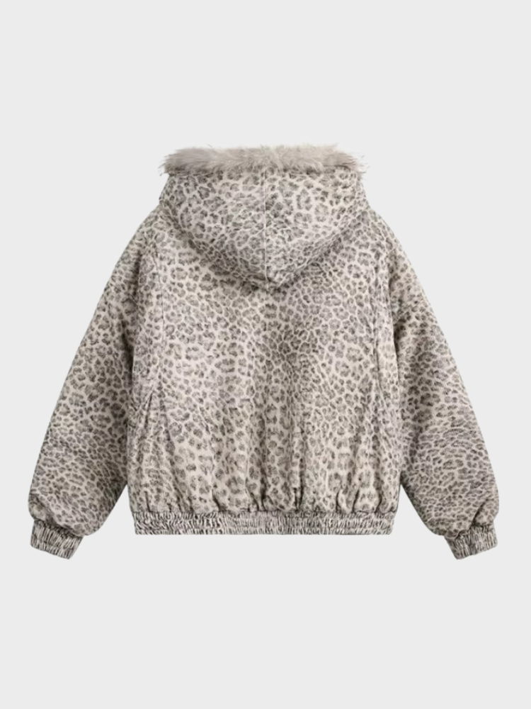 DCRB Leopard Padded Thick Fur Jacket