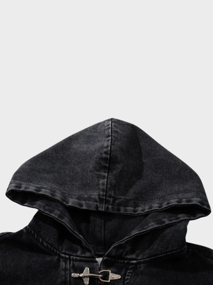 DCRB Toggle Front Washed Denim Hoodie