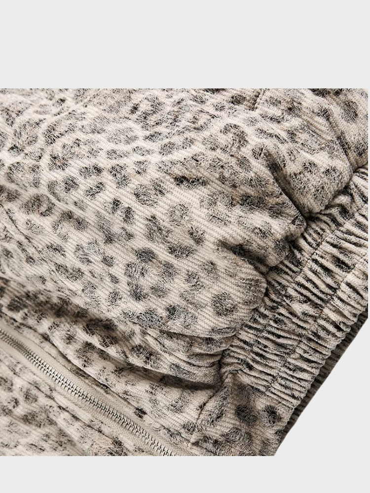 DCRB Leopard Padded Thick Fur Jacket