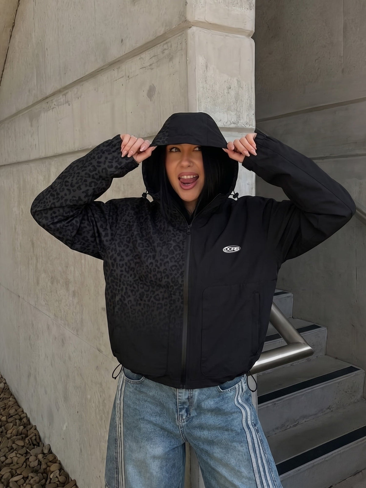 DCRB Beige Water Reactive Cheetah Rain Jacket