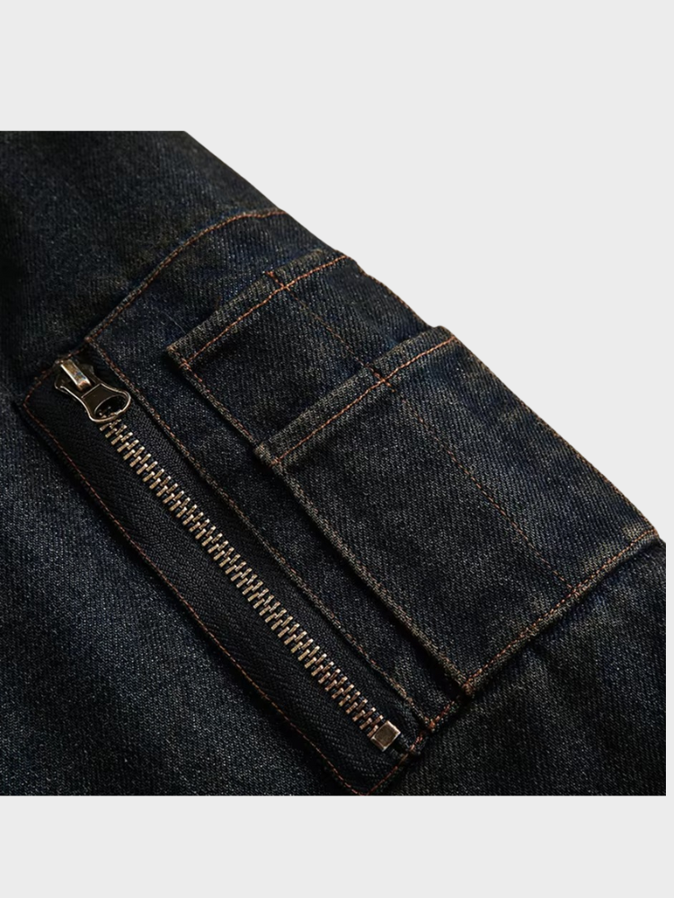 DCRB Washed Denim Fur Hooded Jacket