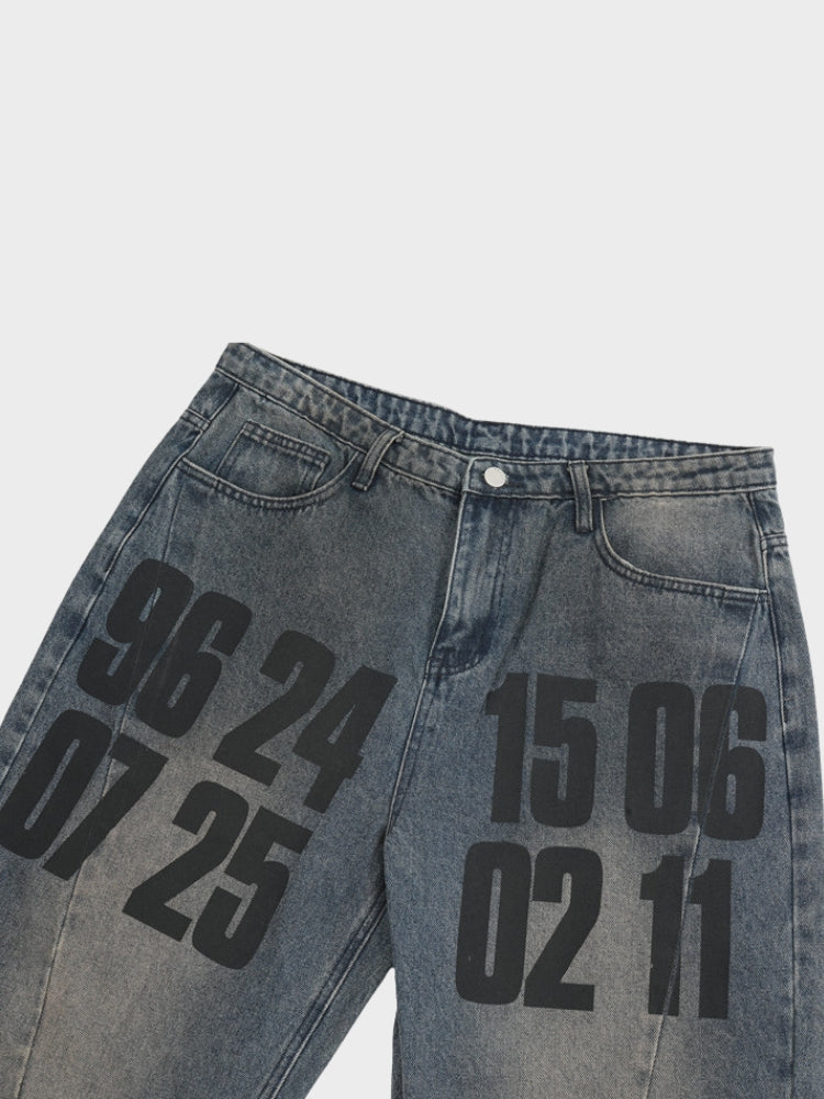 DCRB Letter Print Jeans