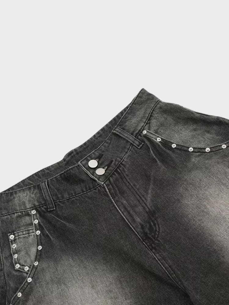 DCRB Vintage Washed Gradient Rived Jeans