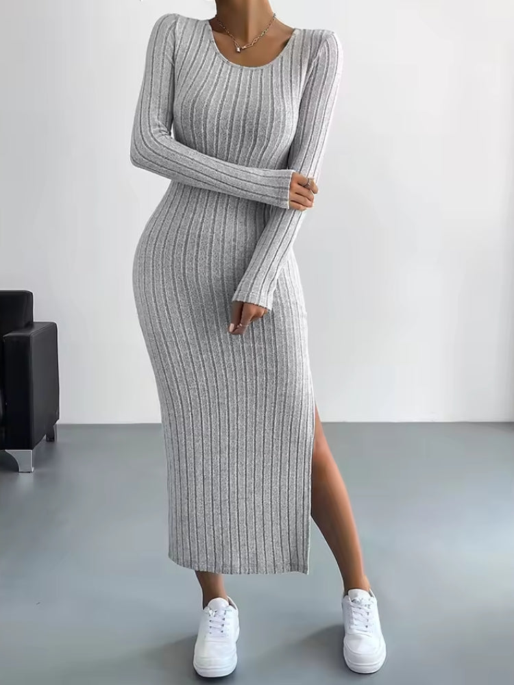 side split casual dress Flirla Women Plain Simple Sleeveless Side Split Casual Dress Maxi Women Outfit,L