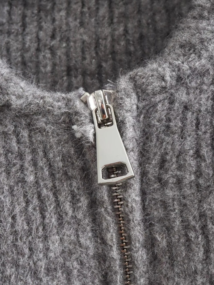 DCRB Casual Knitted Zip-up Sweater