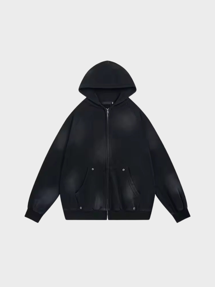 DCRB Distressed Material Zip-Up