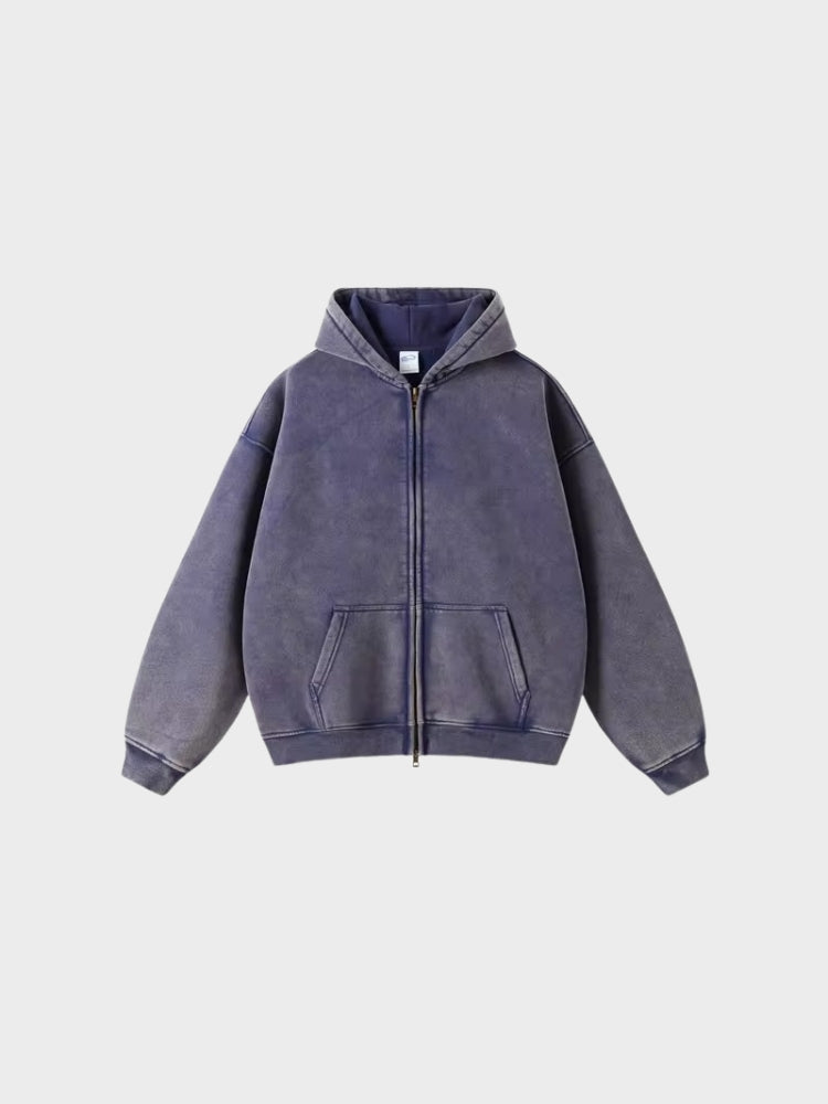 Decarba Washed Hoodie with Zipper