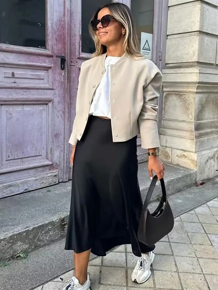 DCRB Satin High Waist Skirt