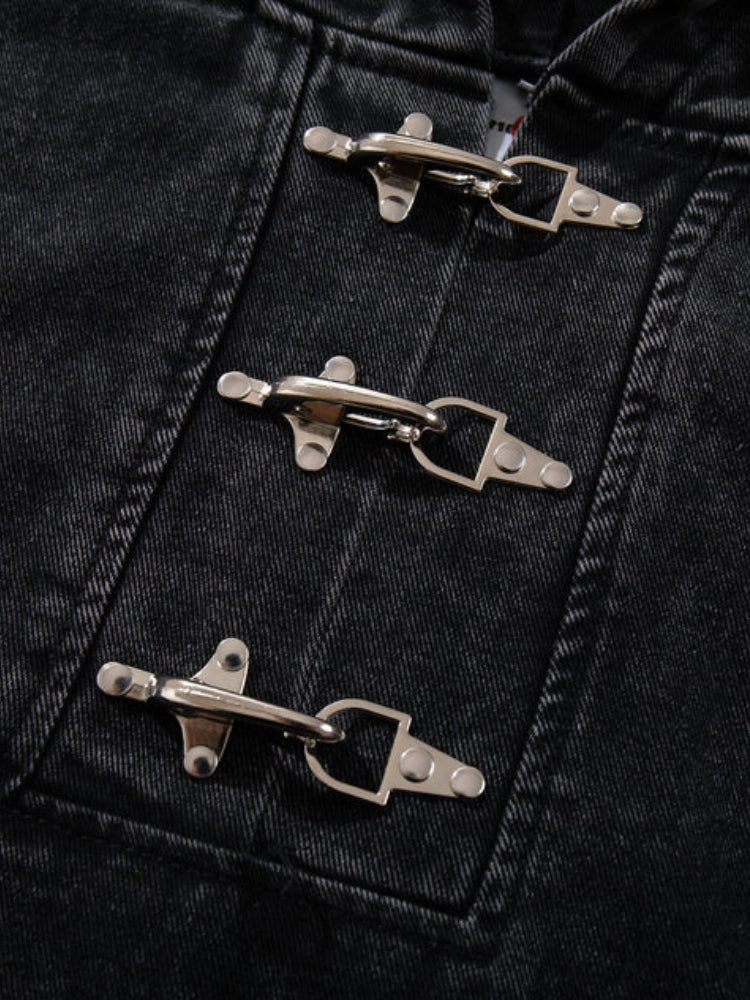 DCRB Toggle Front Washed Denim Hoodie