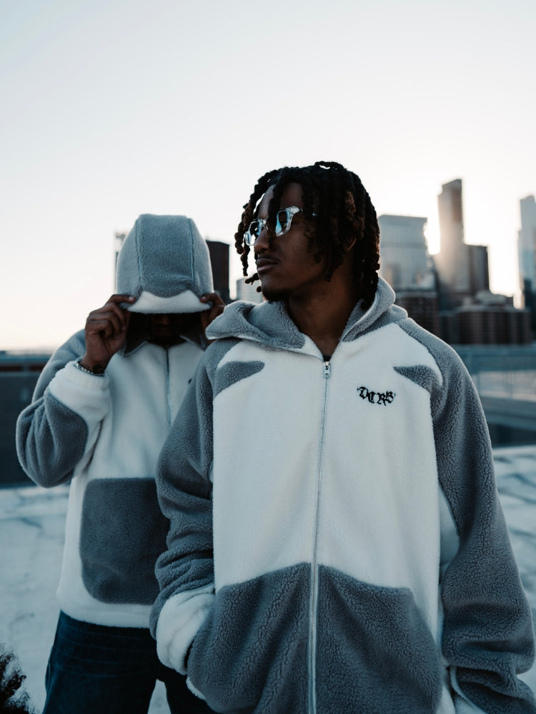 DCRB - Wolf Grey & White Sherpa Ninja Fleece