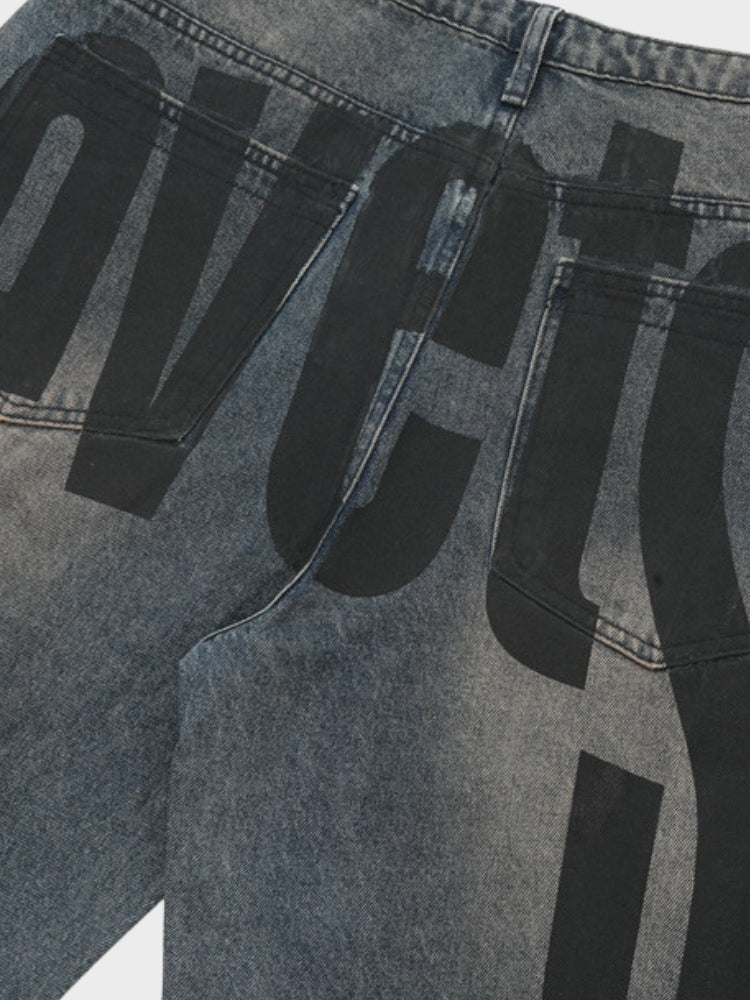 DCRB Letter Print Jeans