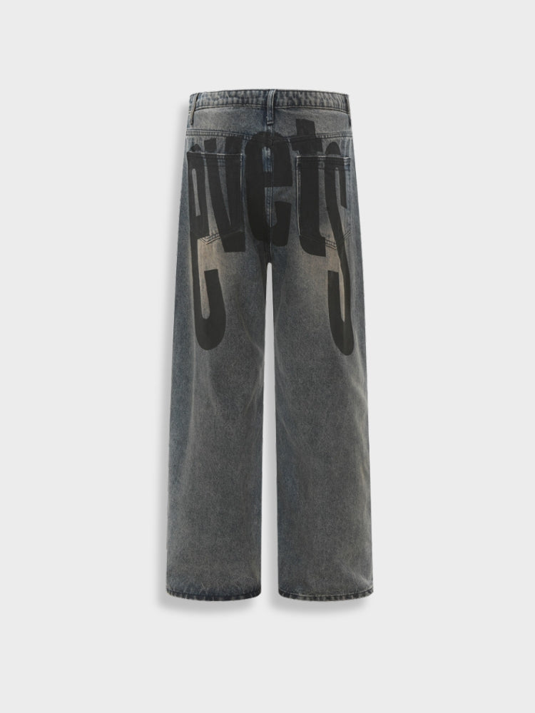 DCRB Letter Print Jeans