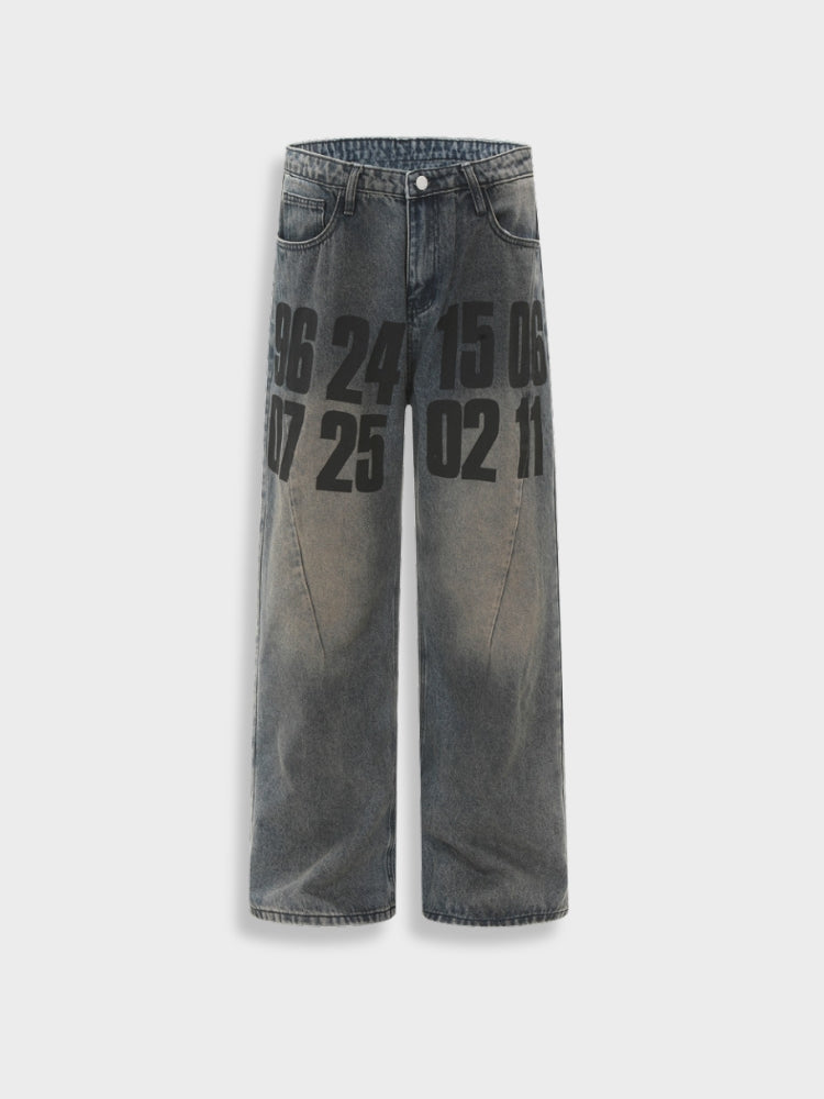 DCRB Letter Print Jeans