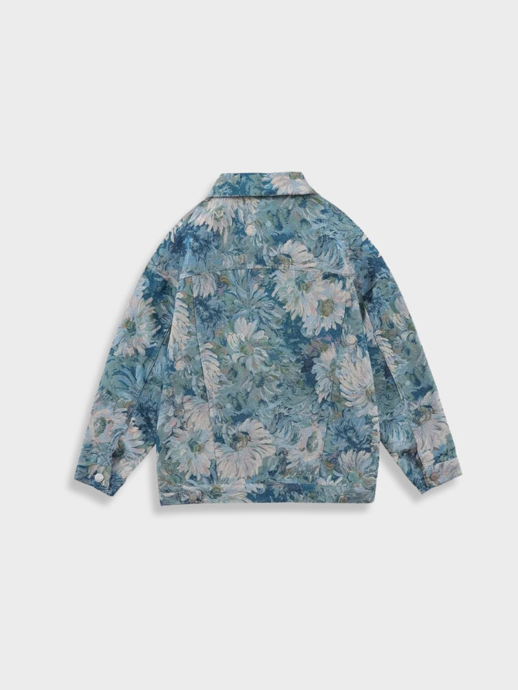 Oil Painted Flower Denim Jacket