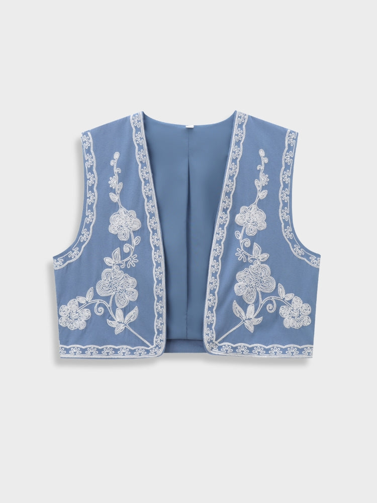 DCRB Floral Embroidered Summer Vest