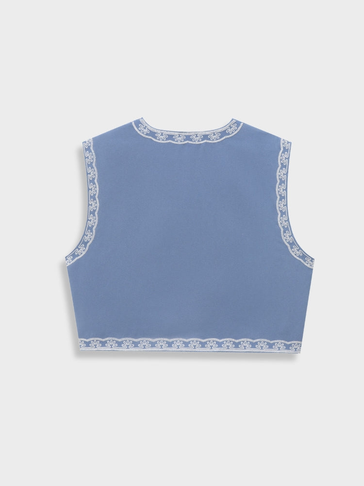 DCRB Floral Embroidered Summer Vest