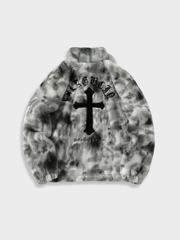 Decarba Vintage Warm Cross Fleece Jacket