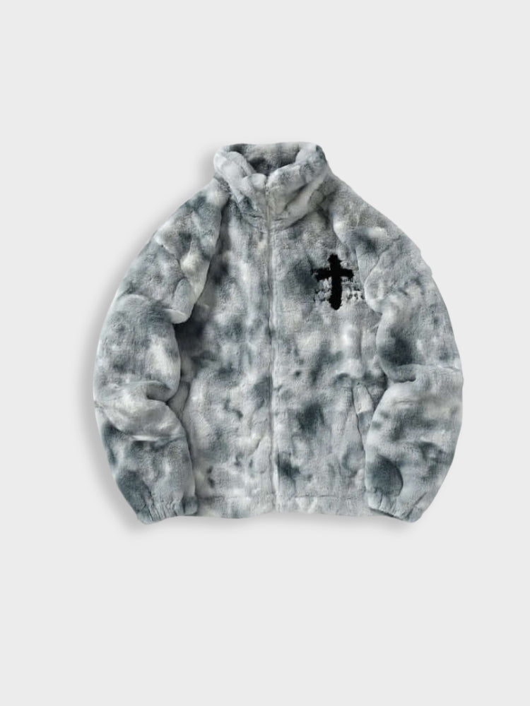 Decarba Vintage Warm Cross Fleece Jacket