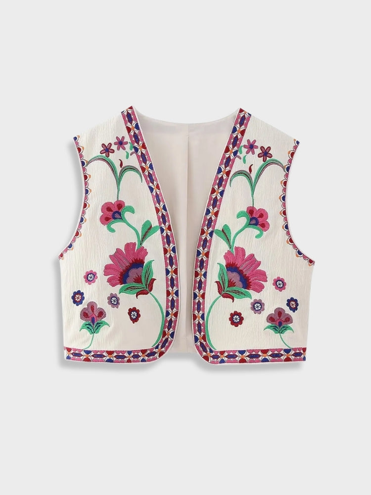 DCRB Floral Embroidered Summer Vest